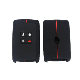 For Renault Koleos/Megane 2pcs 4 Button Honeycomb Pattern Silicone Key Cover, Black Red Line, Red White Line, Sea Blue Black Line, Dark Gray Black Line, White Black Line, Black Blue Line, Black White Line
