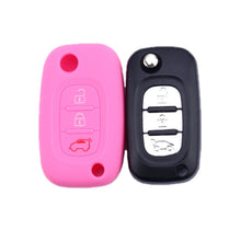 Load image into Gallery viewer, For Mercedes-Benz Smart Folding 2pcs 3 Button Silicone Key Case, Rose Red, Pink, Orange, Yellow, Apple Green, Sea Blue, Light Blue, Purple, White Gray, Black