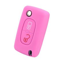 Load image into Gallery viewer, 2pcs Car Key Cover for Peugeot 206/2074008/3008 Citroen Sega/Triumph/C5, Black, Red, Pink, Rose Red, Blue, Sea Blue, Orange, Apple Green, New Green, White Gray, Luminous Green, Luminous Blue, Yellow, Blue Gray