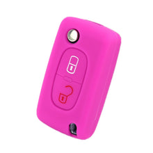 Load image into Gallery viewer, 2pcs Car Key Cover for Peugeot 206/2074008/3008 Citroen Sega/Triumph/C5, Black, Red, Pink, Rose Red, Blue, Sea Blue, Orange, Apple Green, New Green, White Gray, Luminous Green, Luminous Blue, Yellow, Blue Gray