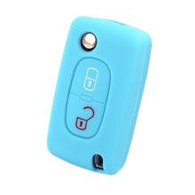 Load image into Gallery viewer, 2pcs Car Key Cover for Peugeot 206/2074008/3008 Citroen Sega/Triumph/C5, Black, Red, Pink, Rose Red, Blue, Sea Blue, Orange, Apple Green, New Green, White Gray, Luminous Green, Luminous Blue, Yellow, Blue Gray