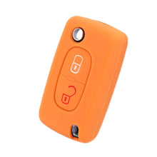 Load image into Gallery viewer, 2pcs Car Key Cover for Peugeot 206/2074008/3008 Citroen Sega/Triumph/C5, Black, Red, Pink, Rose Red, Blue, Sea Blue, Orange, Apple Green, New Green, White Gray, Luminous Green, Luminous Blue, Yellow, Blue Gray