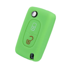 Load image into Gallery viewer, 2pcs Car Key Cover for Peugeot 206/2074008/3008 Citroen Sega/Triumph/C5, Black, Red, Pink, Rose Red, Blue, Sea Blue, Orange, Apple Green, New Green, White Gray, Luminous Green, Luminous Blue, Yellow, Blue Gray
