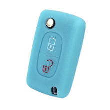 Load image into Gallery viewer, 2pcs Car Key Cover for Peugeot 206/2074008/3008 Citroen Sega/Triumph/C5, Black, Red, Pink, Rose Red, Blue, Sea Blue, Orange, Apple Green, New Green, White Gray, Luminous Green, Luminous Blue, Yellow, Blue Gray