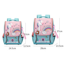 Load image into Gallery viewer, Kindergarten Children Cute Cartoon Backpack School Bag, Large Green Pink, Large Dark Purple, Large Watermelon Red, Large Red, Large Lake Blue, Small Navy Blue, Small Sky Blue, Small Light Purple, Small Green Pink, Small Dark Purple, Small Watermelon Re...