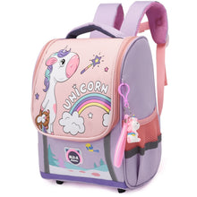 Load image into Gallery viewer, Kindergarten Children Cute Cartoon Backpack School Bag, Large Green Pink, Large Dark Purple, Large Watermelon Red, Large Red, Large Lake Blue, Small Navy Blue, Small Sky Blue, Small Light Purple, Small Green Pink, Small Dark Purple, Small Watermelon Re...