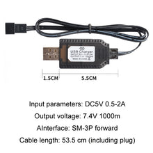 Load image into Gallery viewer, 7.4V Smart Chip Protection USB Plug Lithium Battery Charging Cable