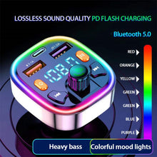 Load image into Gallery viewer, 3.1A USB+PD Bluetooth Car Charger Car FM Transmitter Colorful Lighting, R2, Q3, Q5, Q7