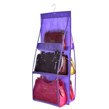 Load image into Gallery viewer, B05005 Double Sided 6 Pocket Hanging Bag Non-woven Fabric Hanging Handbag Organizer, B05005 Purple, B05005 Black, B05005 Grey, B05005 Rose Red, B05005 Blue