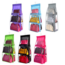 Load image into Gallery viewer, B05005 Double Sided 6 Pocket Hanging Bag Non-woven Fabric Hanging Handbag Organizer, B05005 Purple, B05005 Black, B05005 Grey, B05005 Rose Red, B05005 Blue