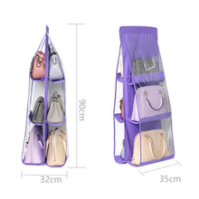 Load image into Gallery viewer, B05005 Double Sided 6 Pocket Hanging Bag Non-woven Fabric Hanging Handbag Organizer, B05005 Purple, B05005 Black, B05005 Grey, B05005 Rose Red, B05005 Blue