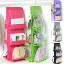 Load image into Gallery viewer, B05005 Double Sided 6 Pocket Hanging Bag Non-woven Fabric Hanging Handbag Organizer, B05005 Purple, B05005 Black, B05005 Grey, B05005 Rose Red, B05005 Blue