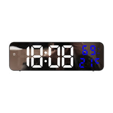 Load image into Gallery viewer, 671  Mirror Screen Digital LED Alarm Clock USB Plug-in/Battery Dual-use With Temperature/Humidity Display, 671 (Black Shell White Blue), 671 (Black Shell White Green), 671 (Black Shell White Red)