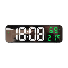 Load image into Gallery viewer, 671  Mirror Screen Digital LED Alarm Clock USB Plug-in/Battery Dual-use With Temperature/Humidity Display, 671 (Black Shell White Blue), 671 (Black Shell White Green), 671 (Black Shell White Red)
