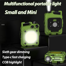 Load image into Gallery viewer, Mini Keychain COB Flashlight USB Rechargeable Magnetic Work Light For Outdoor Camping, Green, Red, Black, Yellow