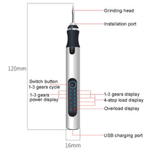 Load image into Gallery viewer, SNJ-3681 Mini Engraving Pen Wireless Polishing Electric Grinder, Style:, Roae Gold+Grinding Head, Silver+Grinding Head, Rose Gold+Grinding Head+Cutting Blade+Carving Stencil, Silver+Grinding Head+Cutting Blade+Carving Stencil