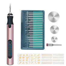 Load image into Gallery viewer, SNJ-3681 Mini Engraving Pen Wireless Polishing Electric Grinder, Style:, Roae Gold+Grinding Head, Silver+Grinding Head, Rose Gold+Grinding Head+Cutting Blade+Carving Stencil, Silver+Grinding Head+Cutting Blade+Carving Stencil