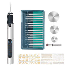 Load image into Gallery viewer, SNJ-3681 Mini Engraving Pen Wireless Polishing Electric Grinder, Style:, Roae Gold+Grinding Head, Silver+Grinding Head, Rose Gold+Grinding Head+Cutting Blade+Carving Stencil, Silver+Grinding Head+Cutting Blade+Carving Stencil