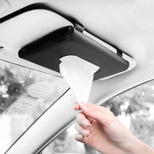 Load image into Gallery viewer, Car Sun Visor Tissue Holder Leather Hanging Storage Box, Black, Beige