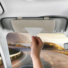 Load image into Gallery viewer, Car Sun Visor Tissue Holder Leather Hanging Storage Box, Black, Beige