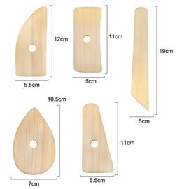 Wooden Skeleton Knife Pottery Scraper Handmade Tools, 5pcs/set