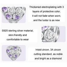 Load image into Gallery viewer, Sterling Silver S925 Heart Zirconia Infinity Symbol White Gold Plated Bracelet Beads, SCC2451
