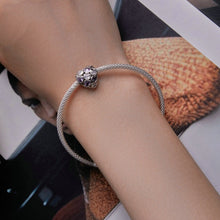 Load image into Gallery viewer, Sterling Silver S925 Heart Zirconia Infinity Symbol White Gold Plated Bracelet Beads, SCC2451