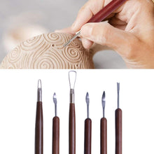 Load image into Gallery viewer, Wooden Pottery Trimming Tools Educational Art Supplies, 6pcs/set
