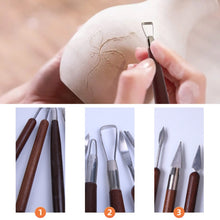 Load image into Gallery viewer, Wooden Pottery Trimming Tools Educational Art Supplies, 6pcs/set