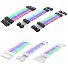 Load image into Gallery viewer, 5V ARGB Neon Color Line, 24pin Motherboard Power Supply Light Wire Black, Double 8pin Graphics Card Power Supply Wire Black, 3x8pin Graphics Card Power Supply Wire Black, 24pin Motherboard Power Supply Light Wire White                                  ...