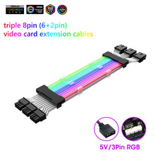 Load image into Gallery viewer, 5V ARGB Neon Color Line, 24pin Motherboard Power Supply Light Wire Black, Double 8pin Graphics Card Power Supply Wire Black, 3x8pin Graphics Card Power Supply Wire Black, 24pin Motherboard Power Supply Light Wire White                                  ...