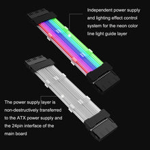 Load image into Gallery viewer, 5V ARGB Neon Color Line, 24pin Motherboard Power Supply Light Wire Black, Double 8pin Graphics Card Power Supply Wire Black, 3x8pin Graphics Card Power Supply Wire Black, 24pin Motherboard Power Supply Light Wire White                                  ...