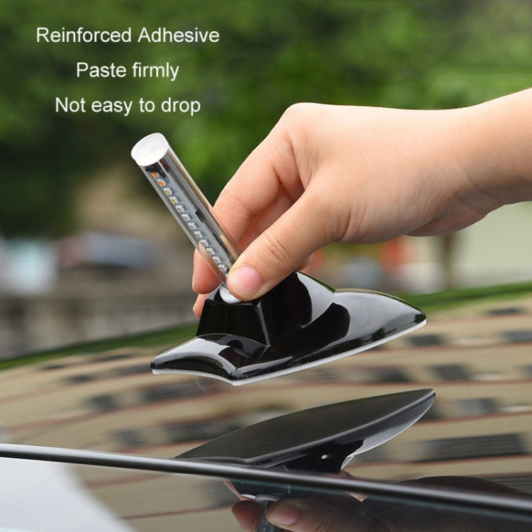 Car Solar Shark Fin With Antenna LED Warning Light, Silver, White, Black, Silver with Remote Control, Black with Remote Control, White with Remote Control