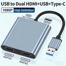 Load image into Gallery viewer, USB 3.0 To Dual HDMI, USB, USB-C / Type-C  High Definition Converter 4K USB Same Screen Extender, USB 3.0 To Dual HDMI