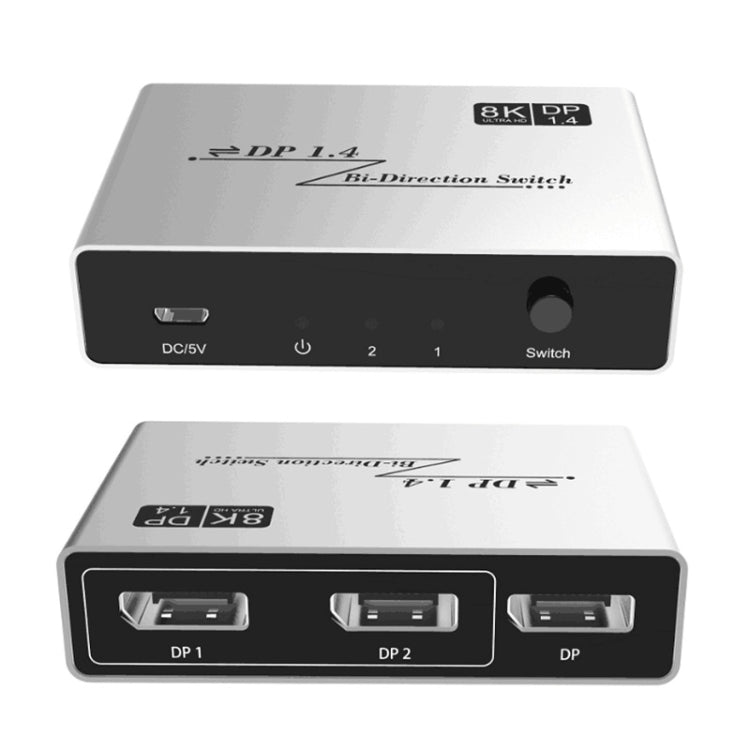 8K 60HZ 1.4V 2 In 1 Out DP Bidirectional Switcher, 8K Switcher(Grey)