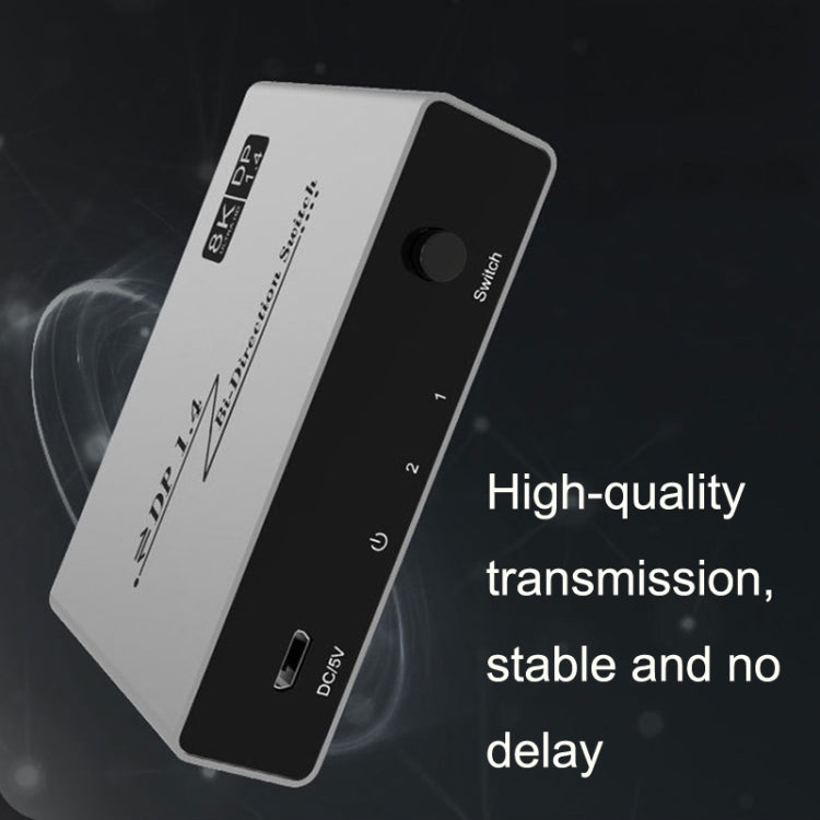 8K 60HZ 1.4V 2 In 1 Out DP Bidirectional Switcher, 8K Switcher(Grey)