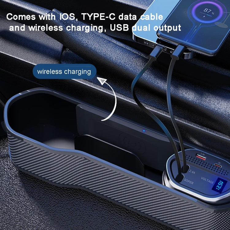 Vehicle Seat Gap Storage Box Organizer Front Seat Console Side Pocket ,Spec:, Wireless Charging Ordinary  Wire, No Wireless Charging Ordinary Wire, Wireless Charging Upgrade Wire, No Wireless Charging Upgrade Wire
