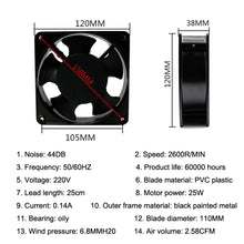 Load image into Gallery viewer, 12cm 220V Cabinet Solder Smoke Exhaust Cooling Fan, 220V