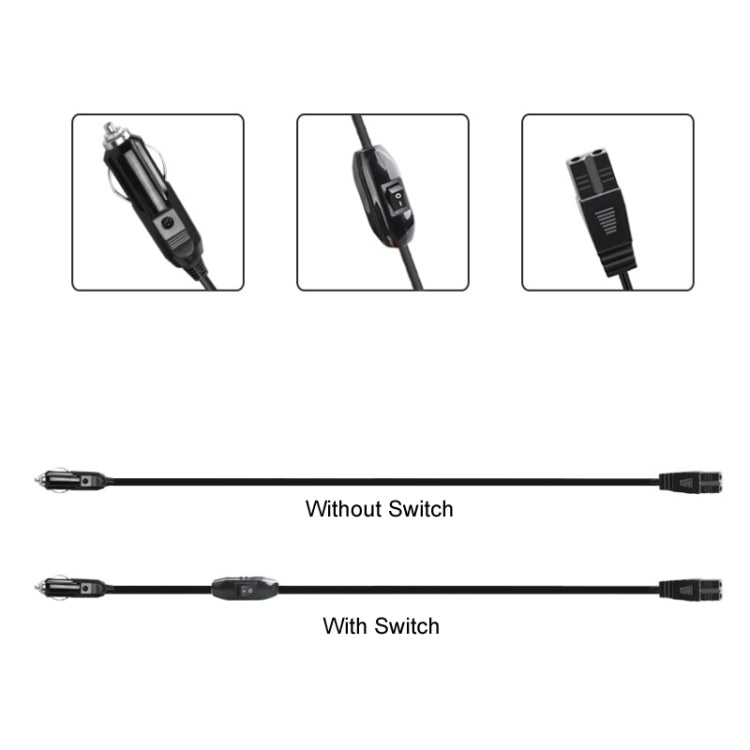 12V/24V Car Refrigerator Cable B Suffix Cigarette Lighter Plug Power Cord, Length:, 1m Without Switch, 1m With Switch, 2m Without Switch, 2m With Switch, 3m Without Switch, 3m With Switch, 4m Without Switch, 4m With Switch, 5m Without Switch           ...