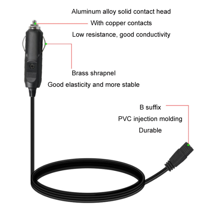 12V/24V Car Refrigerator Cable B Suffix Cigarette Lighter Plug Power Cord, Length:, 1m Without Switch, 1m With Switch, 2m Without Switch, 2m With Switch, 3m Without Switch, 3m With Switch, 4m Without Switch, 4m With Switch, 5m Without Switch           ...