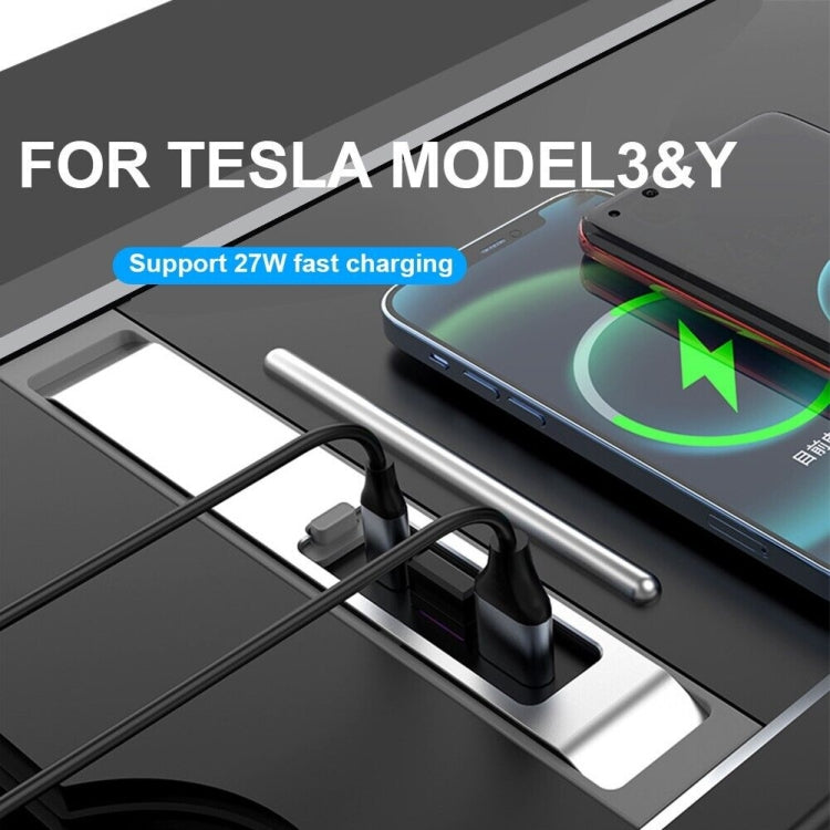 For Tesla Model 3/Y Car USB-C/Type-C+2 USB 3.0 Port Docking Station HUB, T1