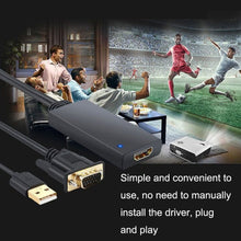 Load image into Gallery viewer, HD55Y VGA To HDMI Adapter Cable VGA+USB To HD 1080P Converter With Power Supply, VGA+USB To HDMI