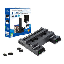 Load image into Gallery viewer, For PS4 / PS4 Slim / PS4 Pro Cooling Fan Stand Console Vertical Stand Cooler with Dual Controller Charger, JL-P1908
