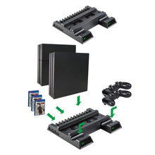Load image into Gallery viewer, For PS4 / PS4 Slim / PS4 Pro Cooling Fan Stand Console Vertical Stand Cooler with Dual Controller Charger, JL-P1908