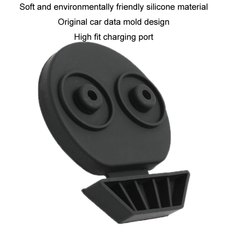 For Tesla Model3/Y 2pcs Charging Port Silicone Dustproof Waterproof Cover, Split Black, Split Red, Split Blue, Conjoined Black, Conjoined Red, Conjoined Blue, EU Standard Black