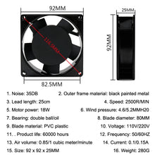 Load image into Gallery viewer, 9cm Silent Chassis Cabinet Heat Dissipation Fan, 220V Oil Bearing, 110V Oil Bearing, 220V Double Ball Bearing, 110V Double Ball Bearing