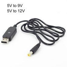 Load image into Gallery viewer, USB Booster Cable Mobile Power Router Power Cord, 2pcs DC 5v to 9v, 2pcs DC 5v to 12v