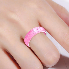 SH100 5.7mm Wide Silicone Ring Glitter Couple Ring, No.4, No.5, No.6, No.7