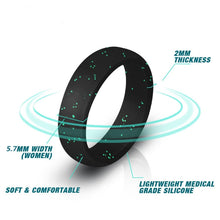 Load image into Gallery viewer, SH100 5.7mm Wide Silicone Ring Glitter Couple Ring, No.4, No.5, No.6, No.7