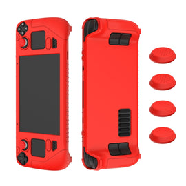 For Steam Deck Game Controller Soft Silicone Protective Cover Case With 4pcs Key Cap, SD001 (Black), SD001 (Red), SD001 (Luminous Blue), SD001 (Luminous Green)